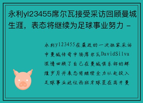 永利yl23455席尔瓦接受采访回顾曼城生涯，表态将继续为足球事业努力 - 副本