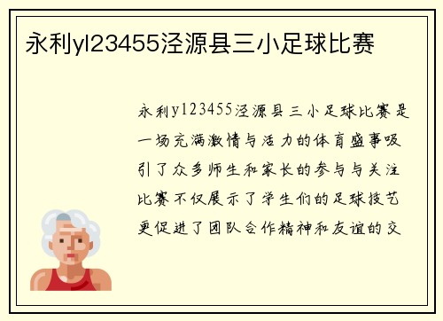 永利yl23455泾源县三小足球比赛
